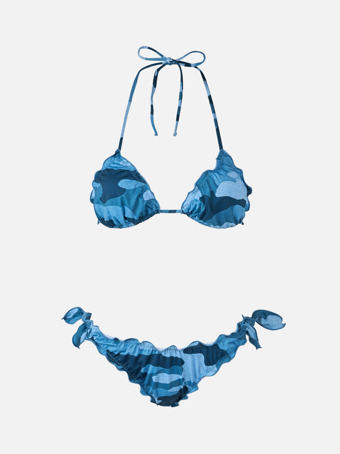 Mc2 Saint Barth Woman denim camouflage triangle classic bikini Sarius In Vendita