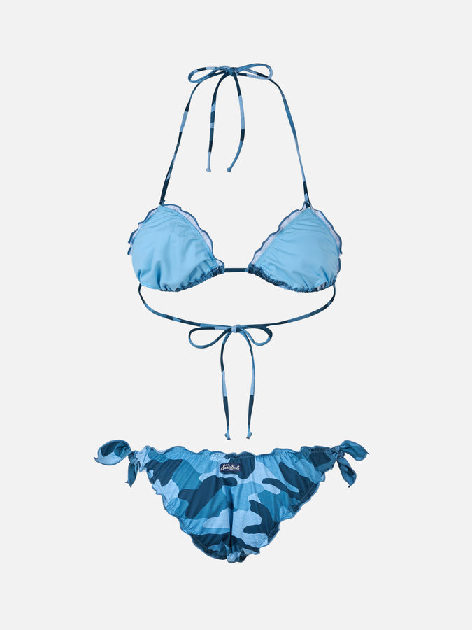 Mc2 Saint Barth Woman denim camouflage triangle classic bikini Sarius In Vendita