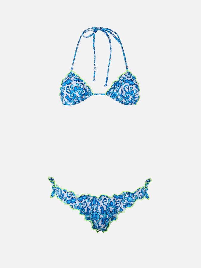 Mc2 Saint Barth Woman Napoli print triangle classic bikini Sarius | SSC NAPOLI SPECIAL EDITION Vendita Economica