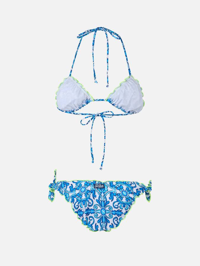 Mc2 Saint Barth Woman Napoli print triangle classic bikini Sarius | SSC NAPOLI SPECIAL EDITION Vendita Economica