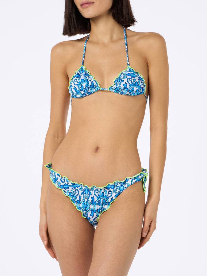 Mc2 Saint Barth Woman Napoli print triangle classic bikini Sarius | SSC NAPOLI SPECIAL EDITION Vendita Economica
