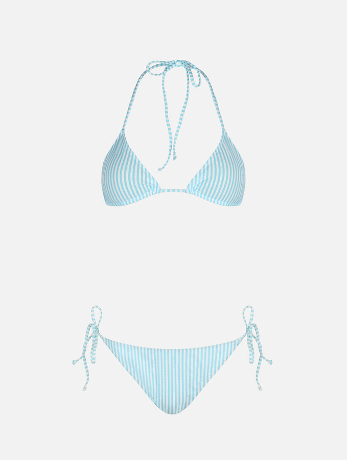Mc2 Saint Barth Bikini da donna a triangolo a righe seersucker Leah Virgo Negozio
