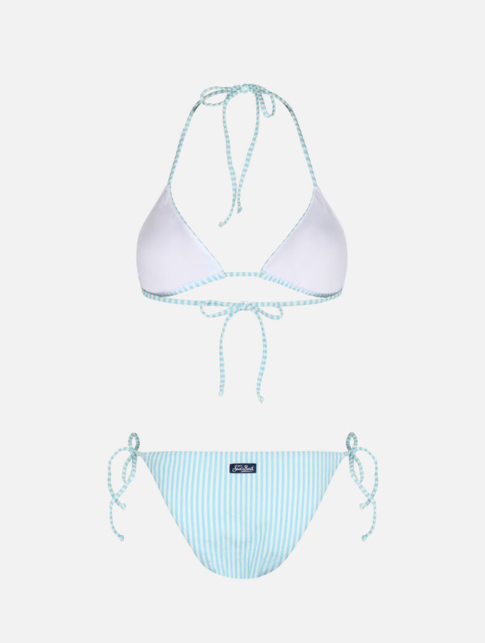 Mc2 Saint Barth Bikini da donna a triangolo a righe seersucker Leah Virgo Negozio