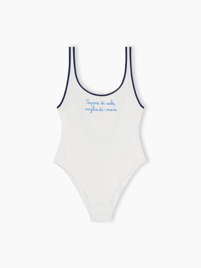 Mc2 Saint Barth Woman scoopback one-piece swimsuit with Voglia di amare embroidery | @serepocaiontas SPECIAL EDITION Italia