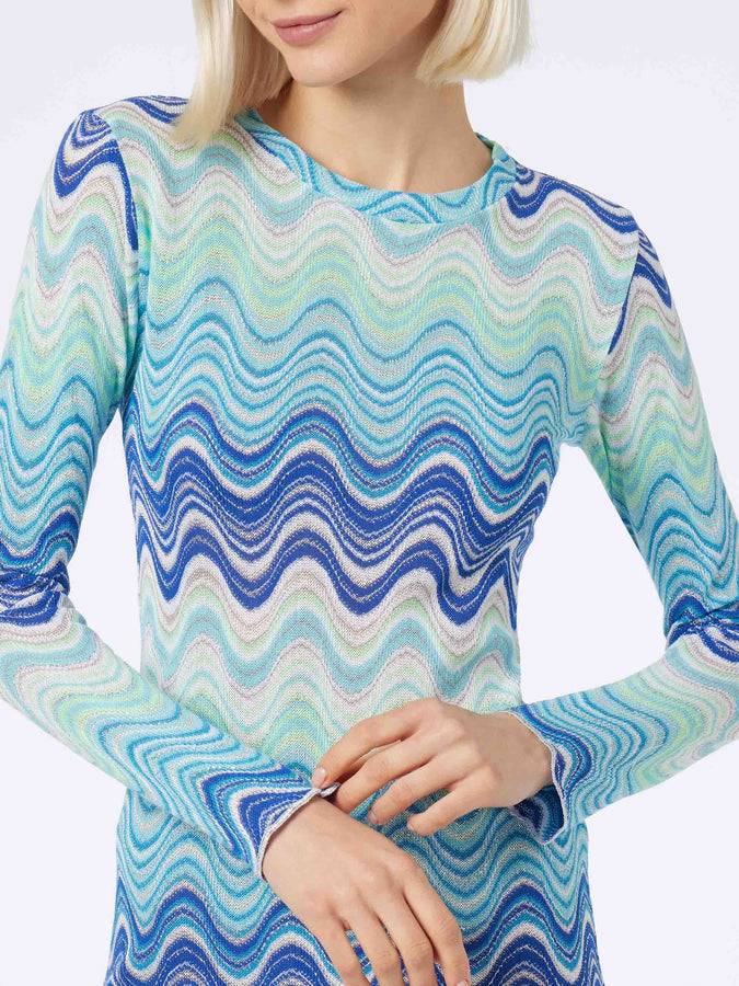Mc2 Saint Barth Abito corto da donna azzurro in maglia raschel Imany Moda