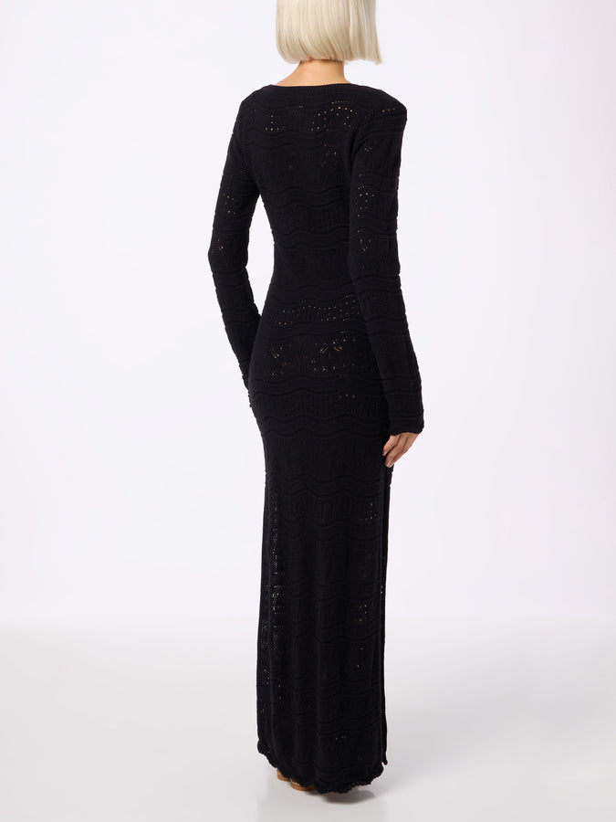 Mc2 Saint Barth Black woman cotton knit midi dress 2025