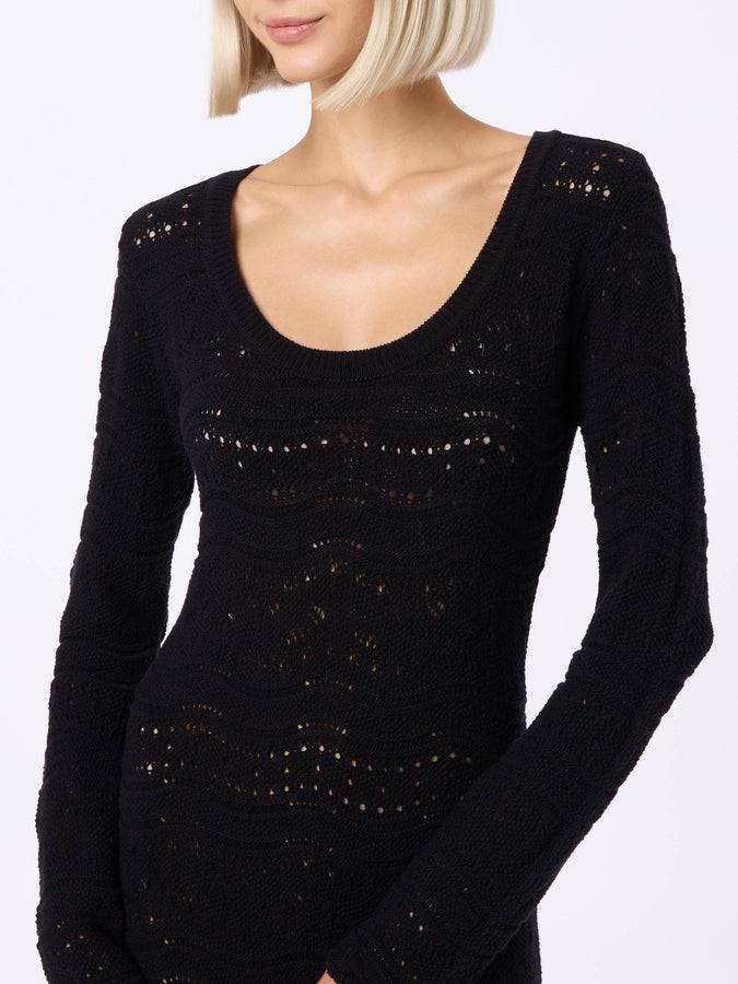 Mc2 Saint Barth Black woman cotton knit midi dress 2025