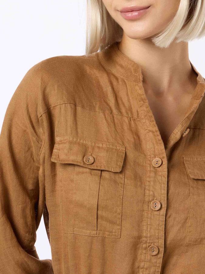 Mc2 Saint Barth Woman camel linen playsuit Hanniel Italia