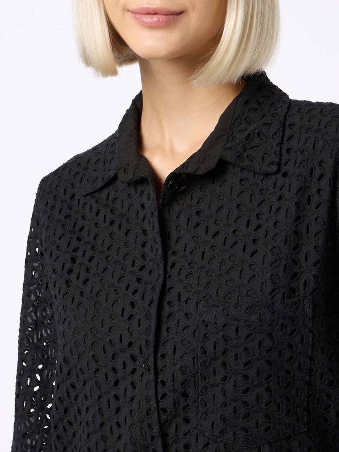 Mc2 Saint Barth Woman black Sangallo shirt mini dress 2025