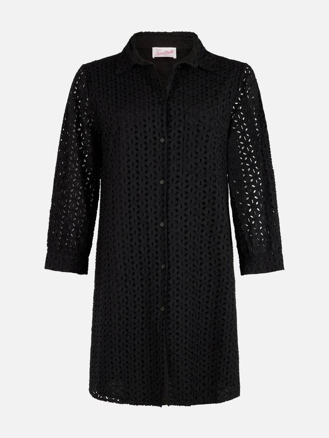 Mc2 Saint Barth Woman black Sangallo shirt mini dress 2025