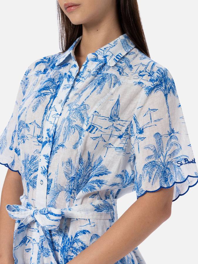 Mc2 Saint Barth Woman flower linen dress Hermione Pezzi Unici