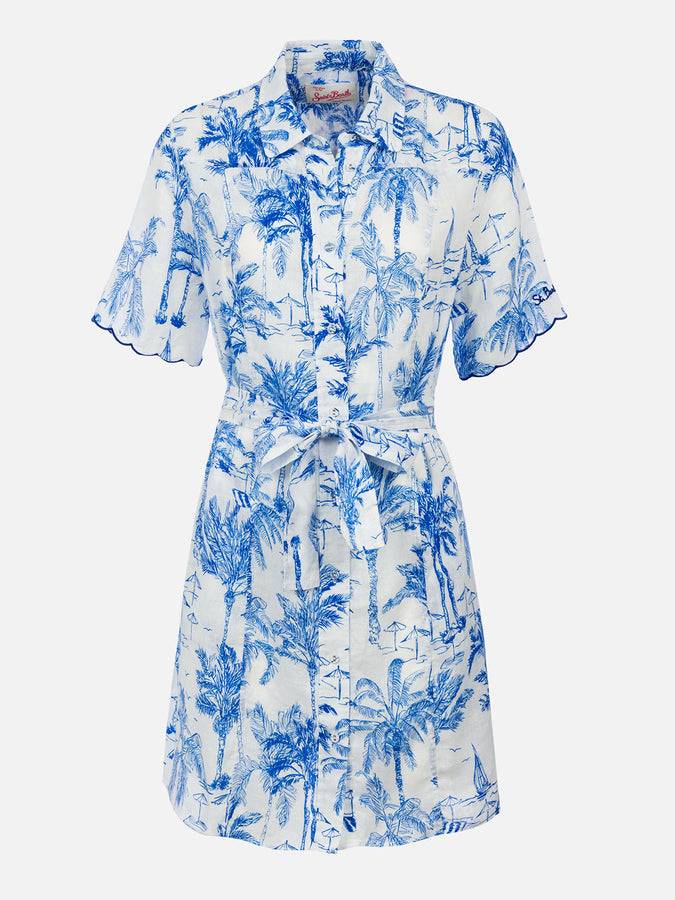 Mc2 Saint Barth Woman flower linen dress Hermione Pezzi Unici