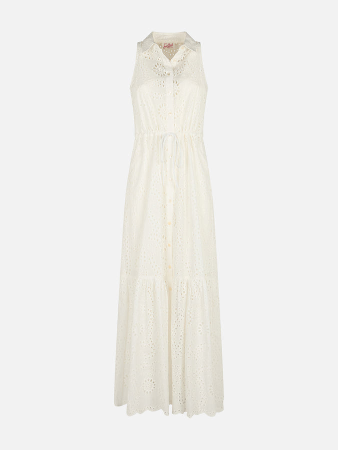 Mc2 Saint Barth Woman white Sangallo lace halterneck dress Ida Promozione Limitata