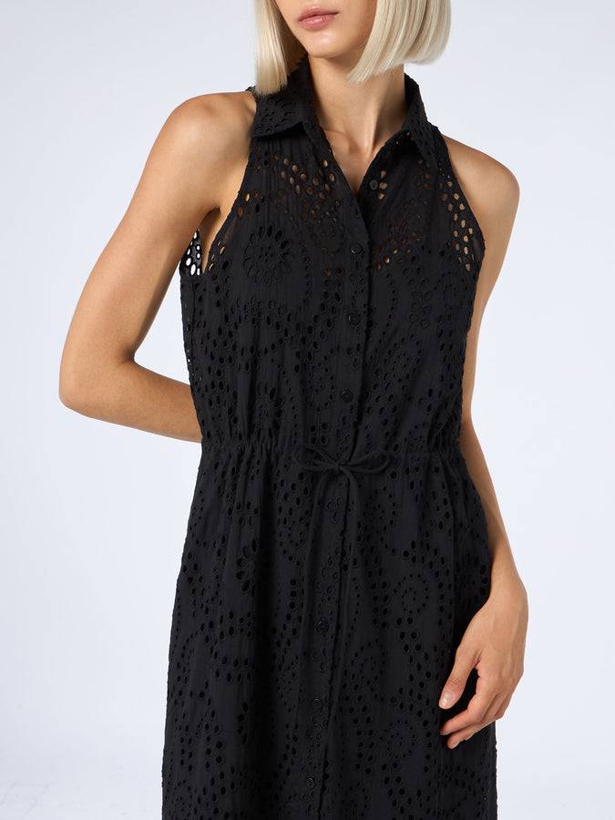 Mc2 Saint Barth Woman black Sangallo lace halterneck dress Fino Al -60%