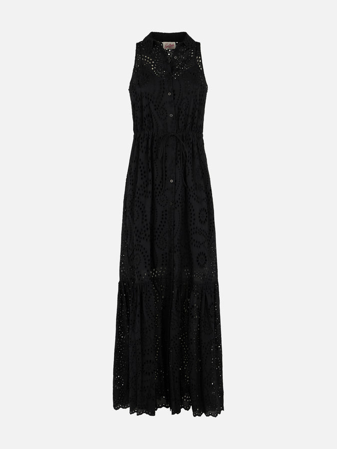 Mc2 Saint Barth Woman black Sangallo lace halterneck dress Fino Al -60%