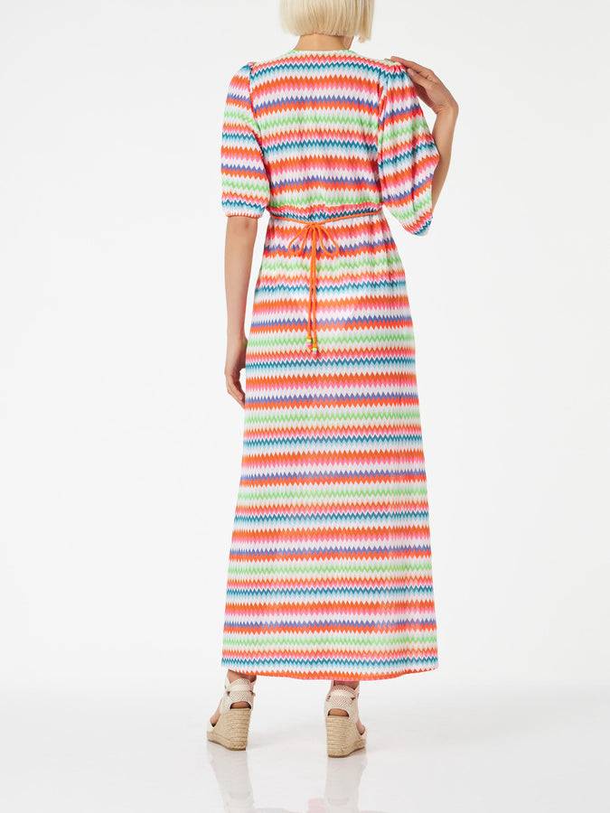 Mc2 Saint Barth Abito lungo da spiaggia in maglia chevron Economico