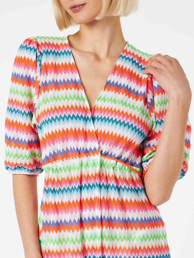 Mc2 Saint Barth Abito lungo da spiaggia in maglia chevron Economico