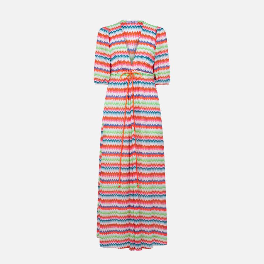 Mc2 Saint Barth Abito lungo da spiaggia in maglia chevron Economico