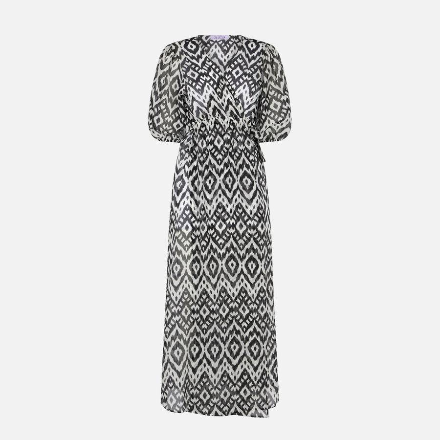 Mc2 Saint Barth Abito lungo in cotone e seta con stampa ikat Online