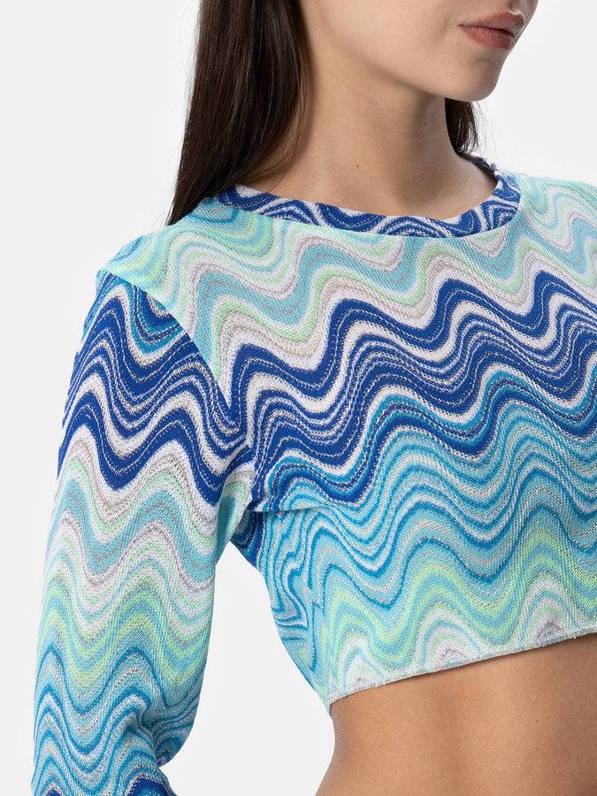 Mc2 Saint Barth T-shirt cropped Siviglia da donna in maglia raschel 2025