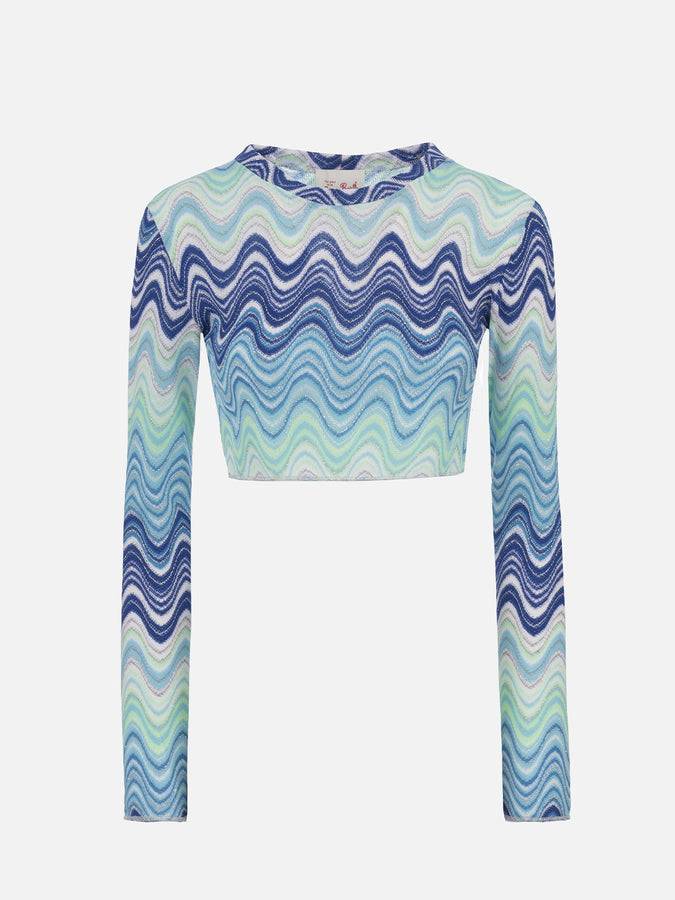 Mc2 Saint Barth T-shirt cropped Siviglia da donna in maglia raschel 2025
