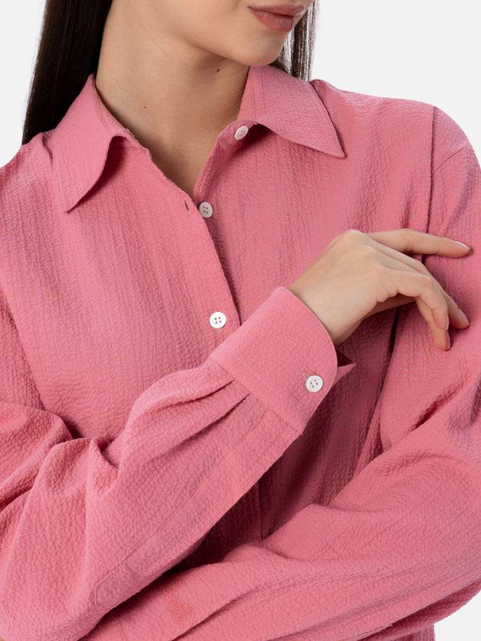 Mc2 Saint Barth Woman pink seersucker shirt Aisha Italy