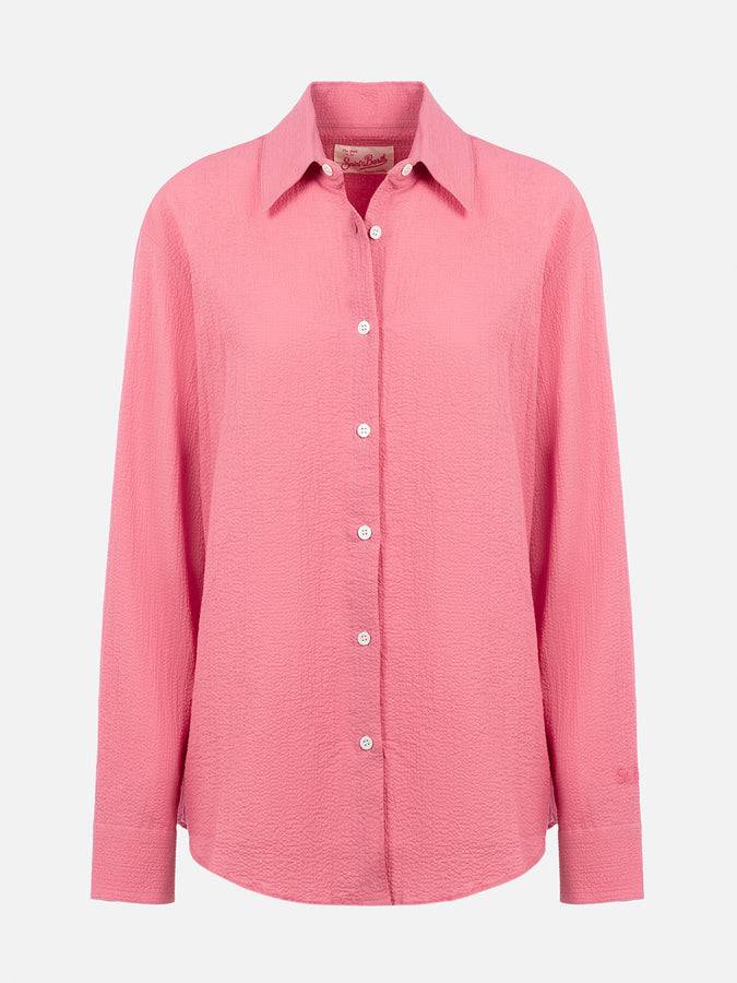 Mc2 Saint Barth Woman pink seersucker shirt Aisha Italy