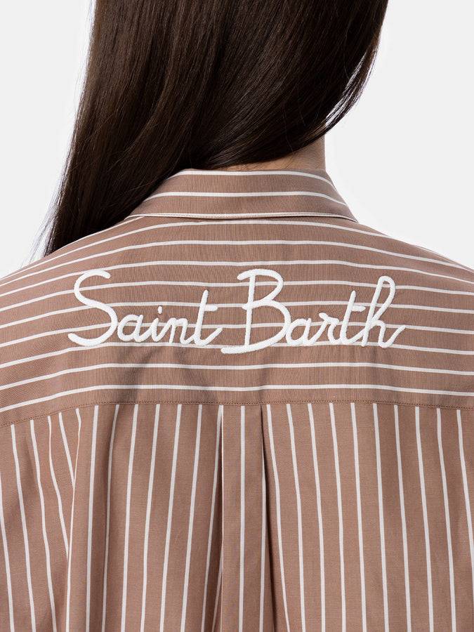 Mc2 Saint Barth Camicia over da donna Brigitte in cotone stampa righe Nuovo