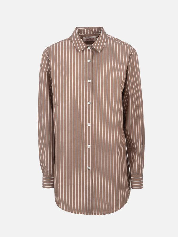 Mc2 Saint Barth Camicia over da donna Brigitte in cotone stampa righe Nuovo
