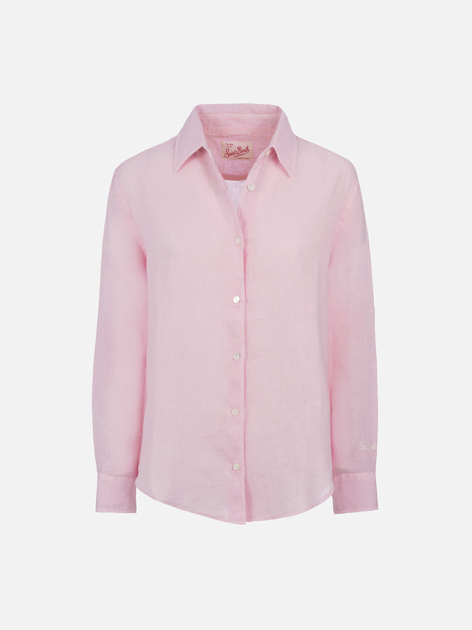 Mc2 Saint Barth Camicia classica da donna in lino rosa Meredith Vendita
