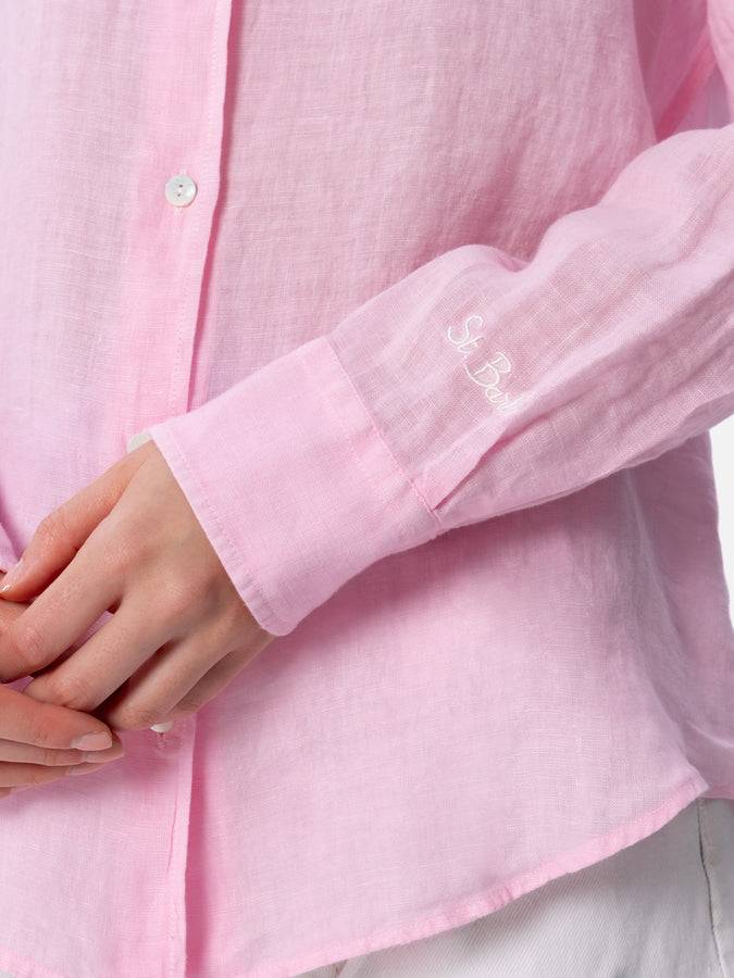 Mc2 Saint Barth Camicia classica da donna in lino rosa Meredith Vendita