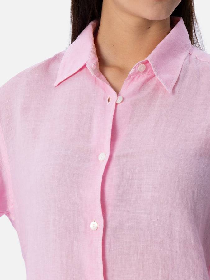 Mc2 Saint Barth Camicia classica da donna in lino rosa Meredith Vendita