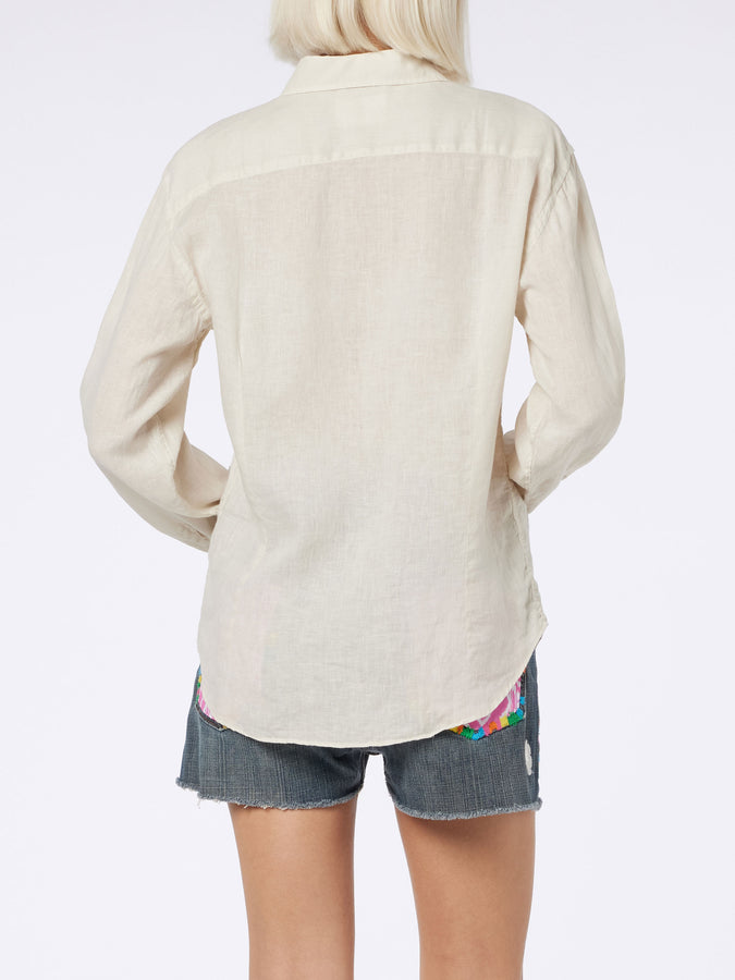 Mc2 Saint Barth Camicia da donna in lino bianco sporco Meredith Promozione