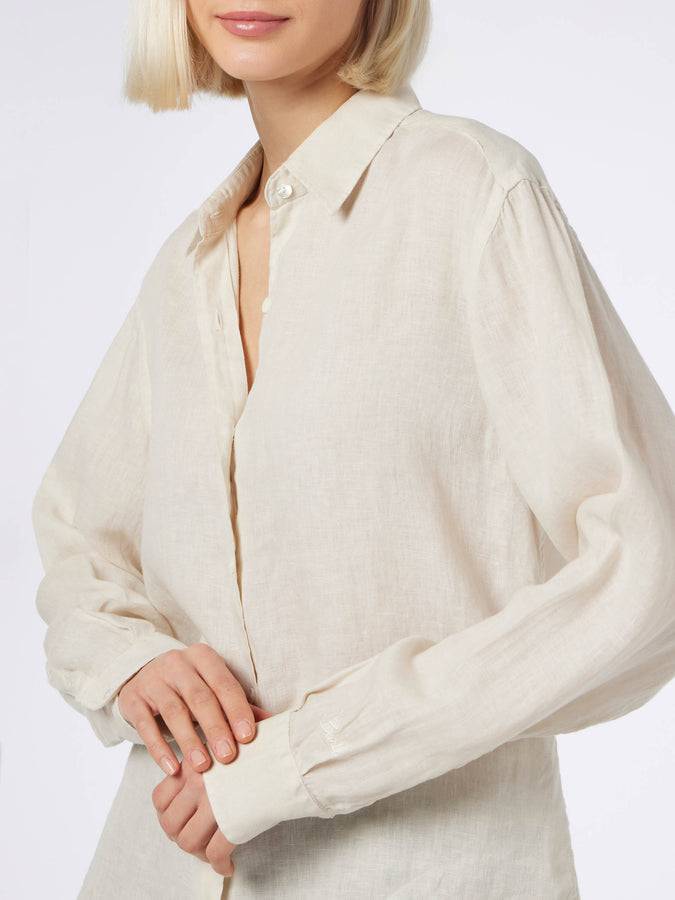 Mc2 Saint Barth Camicia da donna in lino bianco sporco Meredith Promozione
