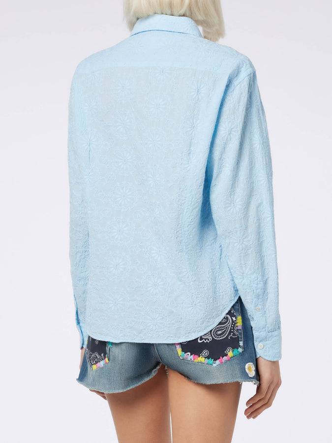 Mc2 Saint Barth Camicia classica da donna in cotone Sangallo Meredith Spedizione Gratuita