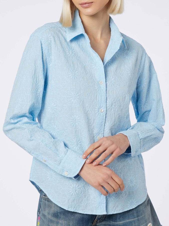 Mc2 Saint Barth Camicia classica da donna in cotone Sangallo Meredith Spedizione Gratuita