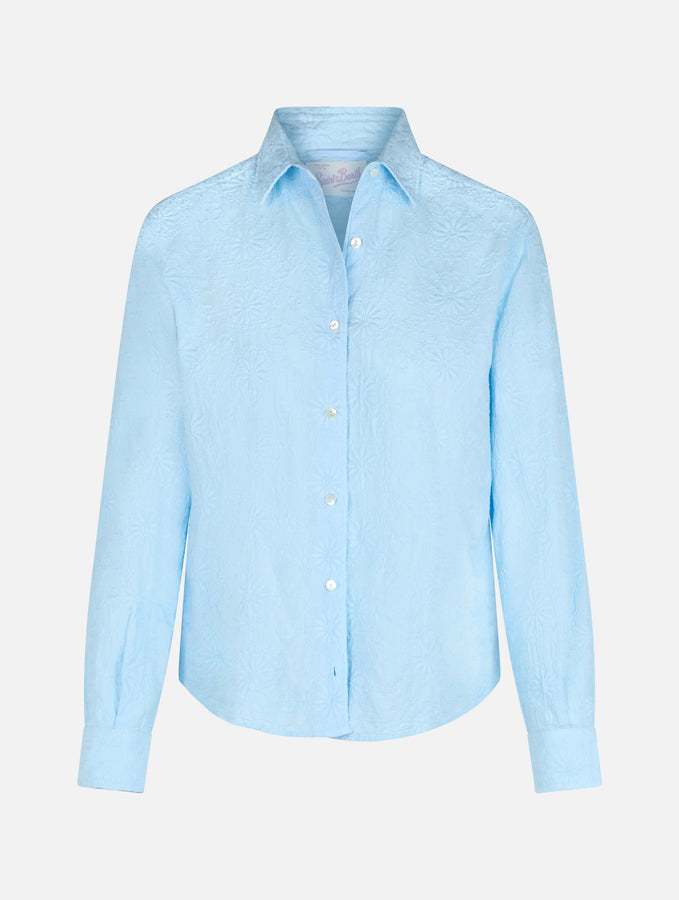 Mc2 Saint Barth Camicia classica da donna in cotone Sangallo Meredith Spedizione Gratuita