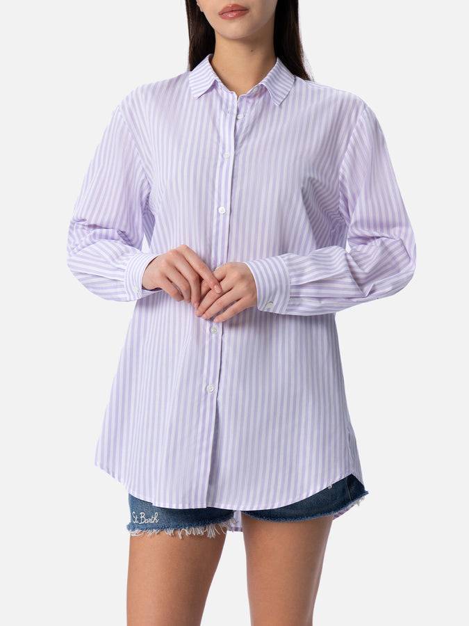 Mc2 Saint Barth Camicia over da donna Brigitte in cotone stampa righe Qualità Garantita