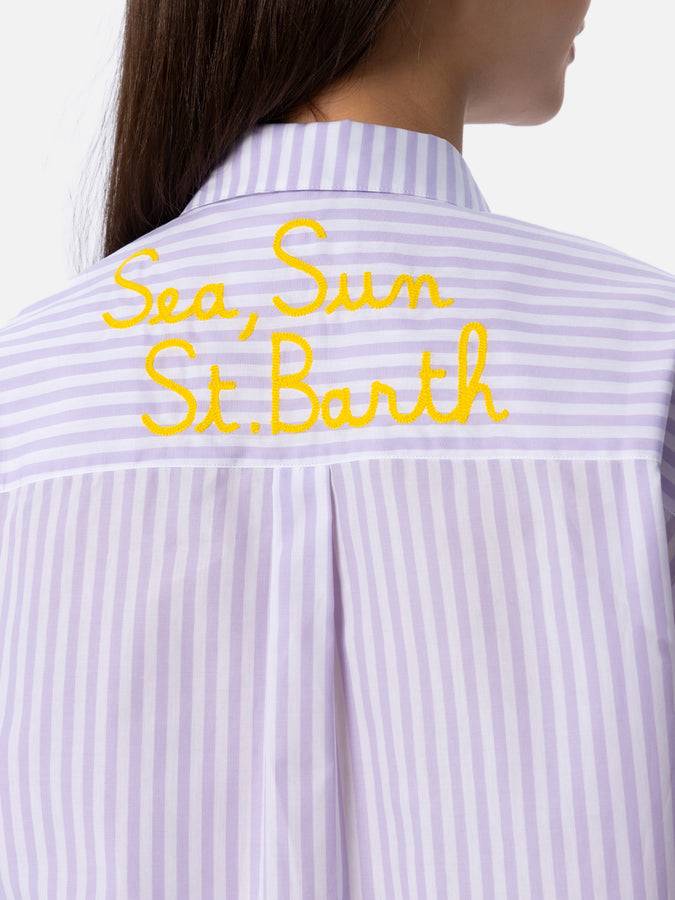 Mc2 Saint Barth Camicia over da donna Brigitte in cotone stampa righe Qualità Garantita
