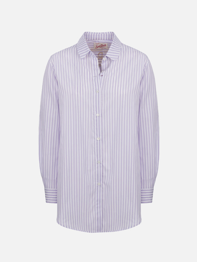 Mc2 Saint Barth Camicia over da donna Brigitte in cotone stampa righe Qualità Garantita