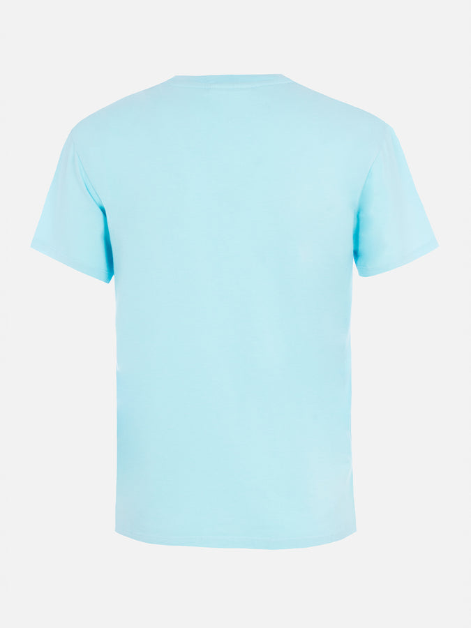 Mc2 Saint Barth Woman water green cotton jersey crewneck t-shirt Emilie with rhinestones Consegna Veloce