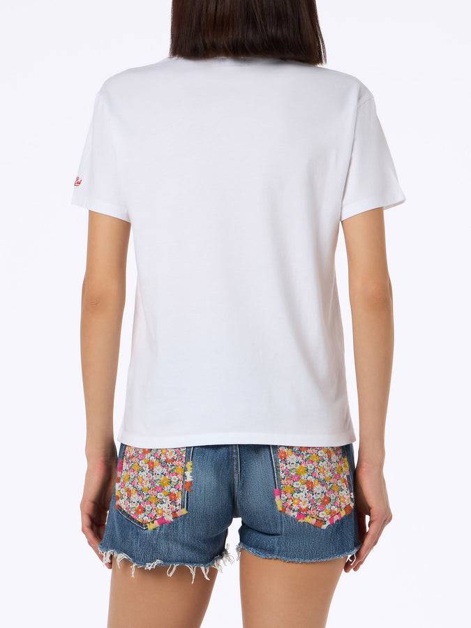 Mc2 Saint Barth Woman cotton jersey crewneck t-shirt Emilie with Voglia di amare embroidery | @serepocaiontas SPECIAL EDITION Promozione Limitata