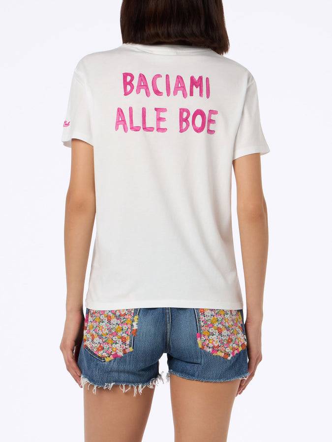 Mc2 Saint Barth Woman cotton jersey crewneck t-shirt Emilie with Baciami alle Boe print | ALLE BOE SPECIAL EDITION Fino Al -60%