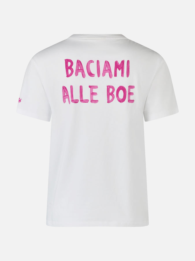 Mc2 Saint Barth Woman cotton jersey crewneck t-shirt Emilie with Baciami alle Boe print | ALLE BOE SPECIAL EDITION Fino Al -60%