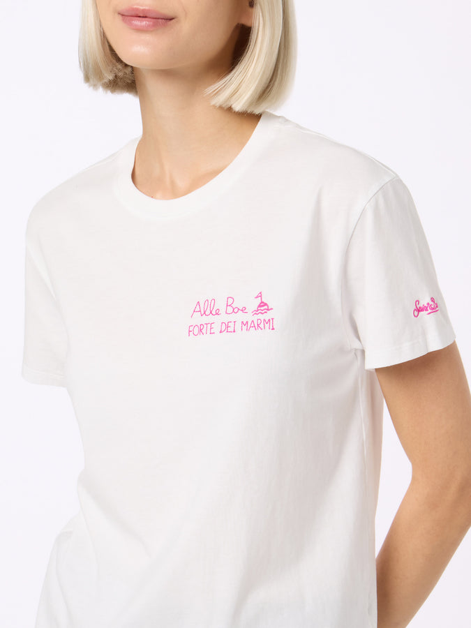 Mc2 Saint Barth Woman cotton jersey crewneck t-shirt Emilie with Amo Forte print | ALLE BOE SPECIAL EDITION Shopping Online