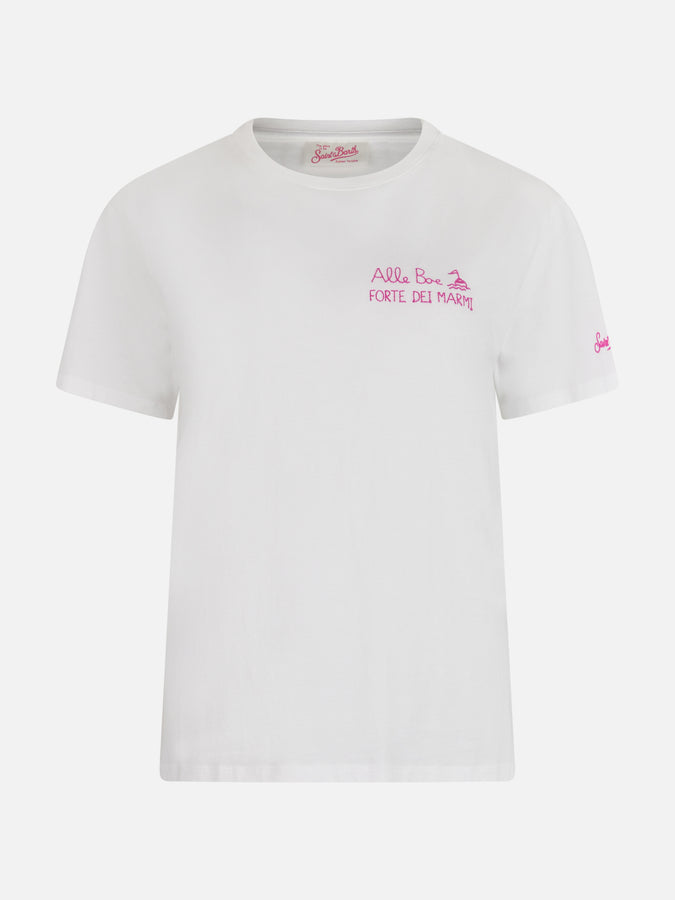 Mc2 Saint Barth Woman cotton jersey crewneck t-shirt Emilie with Amo Forte print | ALLE BOE SPECIAL EDITION Shopping Online