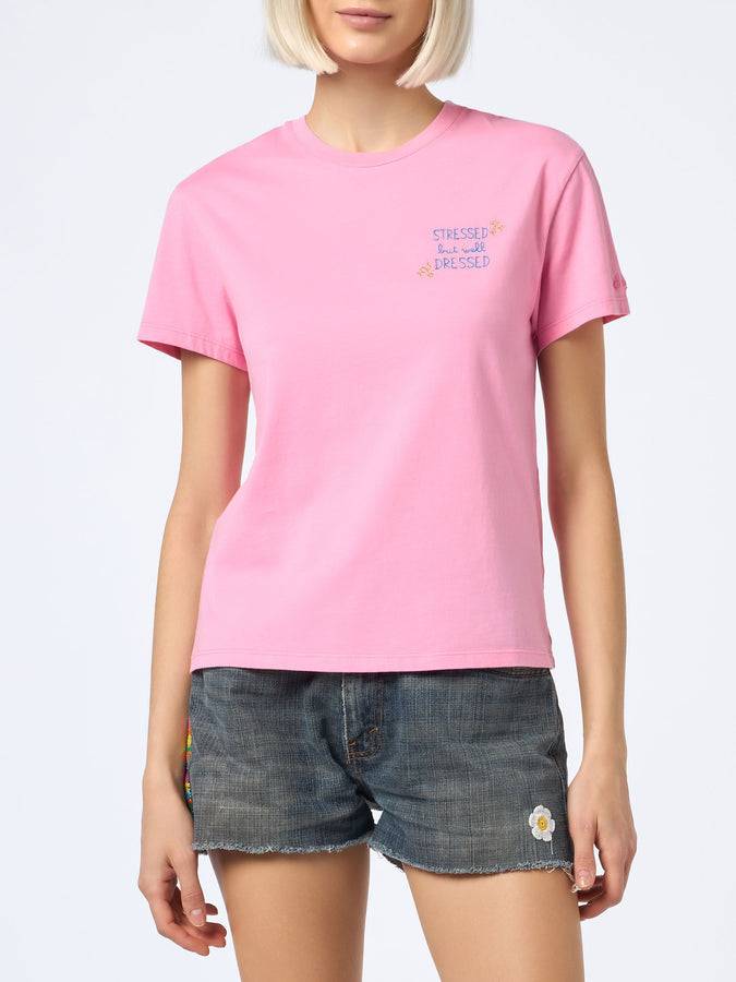 Mc2 Saint Barth T-shirt da donna girocollo Emilie in jersey di cotone con ricamo Stressed but Well Dressed Affare Del Giorno