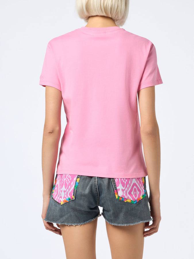 Mc2 Saint Barth T-shirt da donna girocollo Emilie in jersey di cotone con ricamo Stressed but Well Dressed Affare Del Giorno