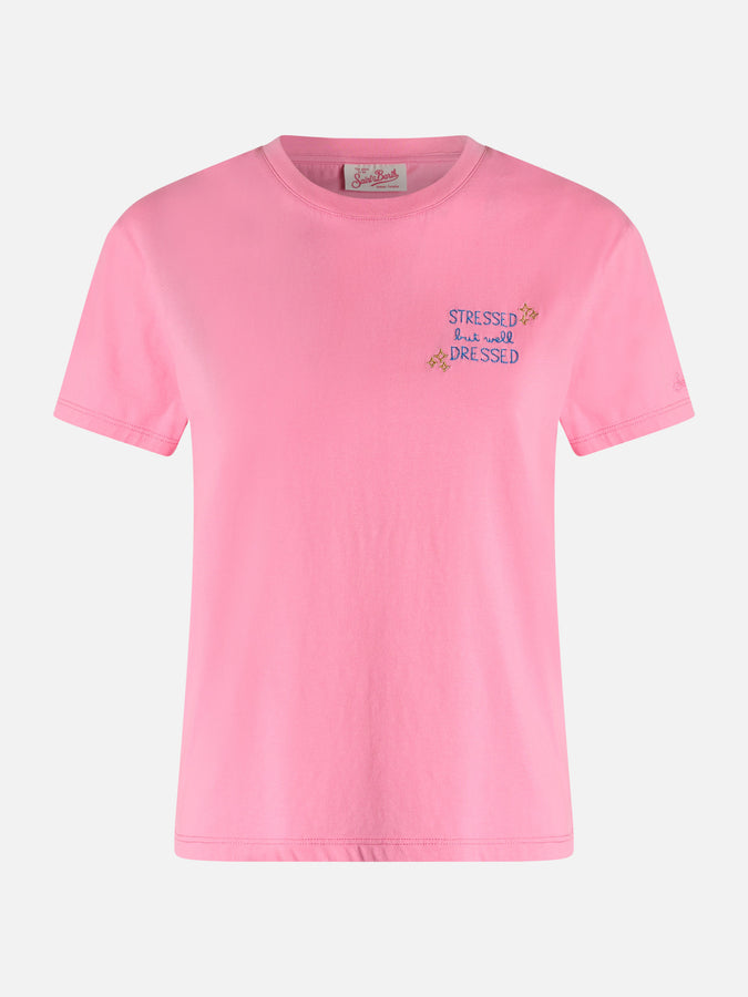 Mc2 Saint Barth T-shirt da donna girocollo Emilie in jersey di cotone con ricamo Stressed but Well Dressed Affare Del Giorno