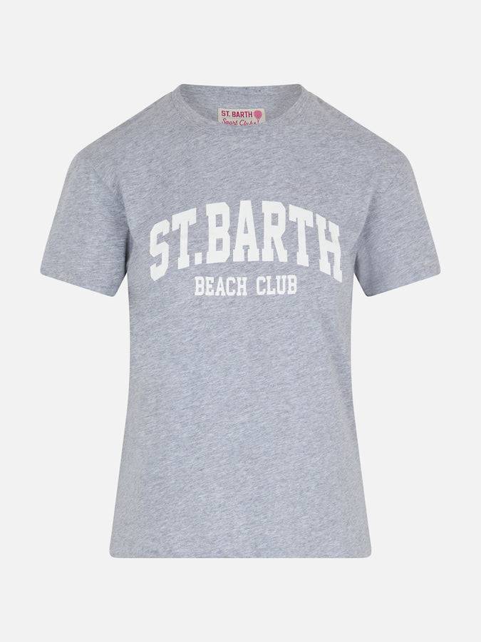 Mc2 Saint Barth T-shirt da donna girocollo Emilie in jersey di cotone con stampa Saint Barth Beach Club Sottocosto